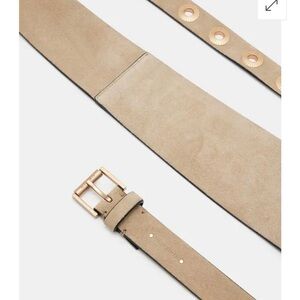 All Saints Tan wraparound Belt with Gold Buckle